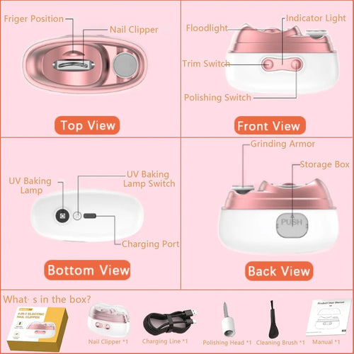 4-in-1 Electric Nail Clipper | Portable Rechargeable Nail Care Tool
