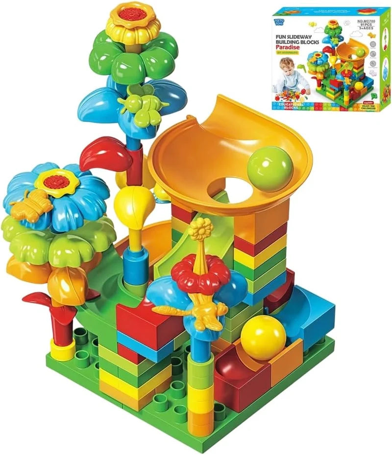 FunSlide 91-Piece Marble Run Building Set | Educational Construction Toy