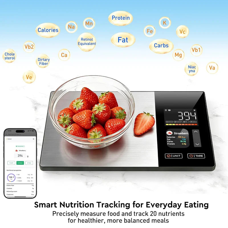 Smart Nutrition Kitchen Scale | 1g Precision Digital Food Scale with App