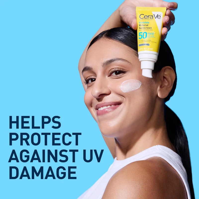 CeraVe Invisible Mineral Sunscreen SPF 50 | Face Sunscreen with Ceramides & Niacinamide
