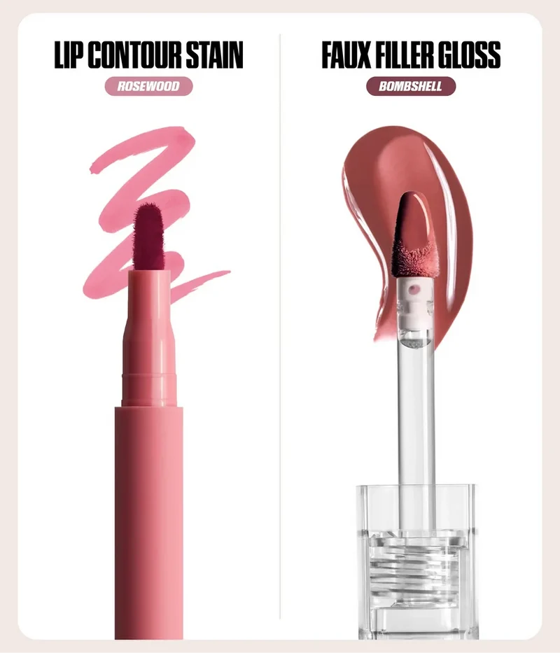 Huda Beauty Makeout Sesh Lip Duo | Rosewood Lip Tint & Bombshell Gloss