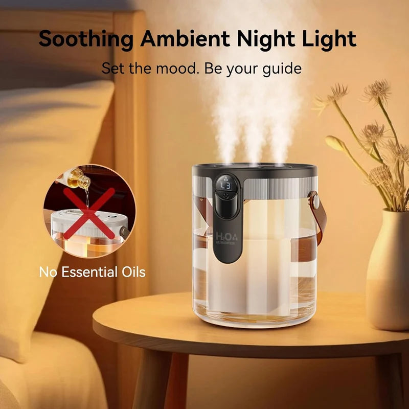 MistGlow 1800mAh Dual Mist Humidifier with Ambient Light | Portable Rechargeable Air Humidifier
