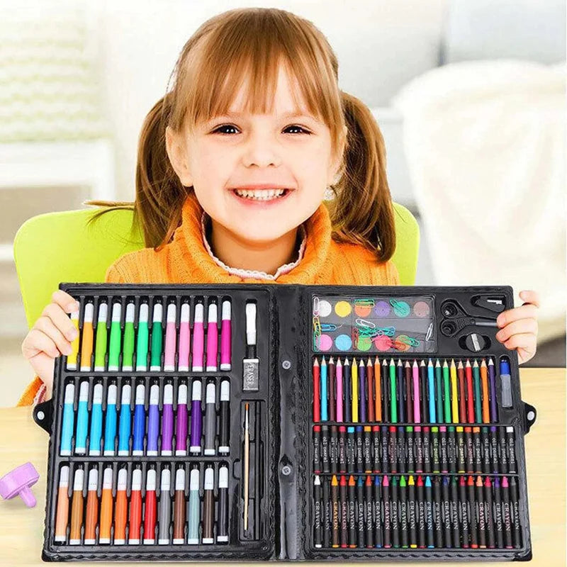 Kubeixiong Corner 150-Piece Kids Art Set – Complete Drawing, Coloring & Painting Kit with Portable Case