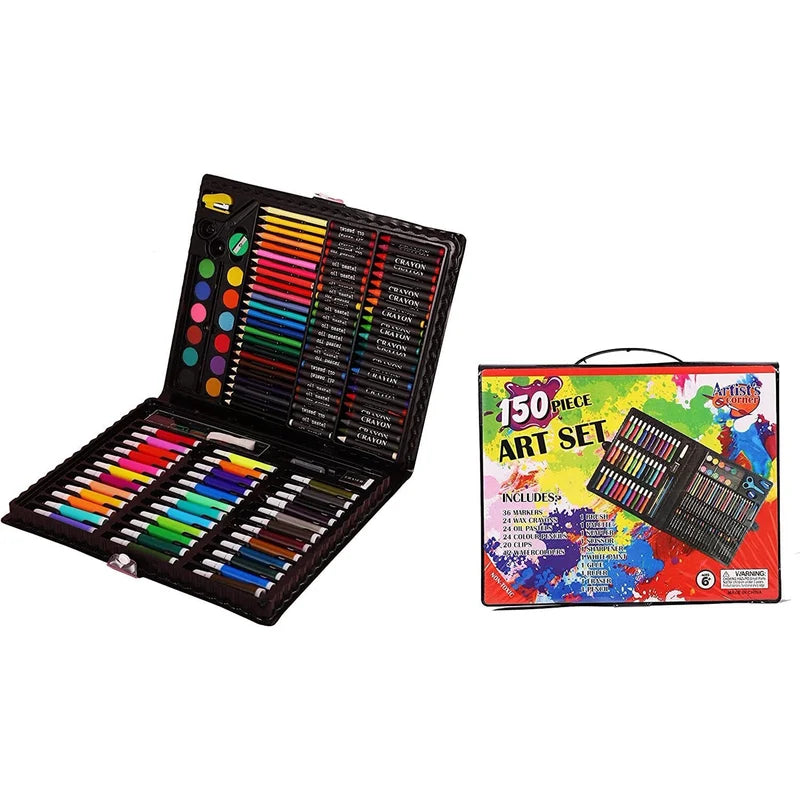 Kubeixiong Corner 150-Piece Kids Art Set – Complete Drawing, Coloring & Painting Kit with Portable Case