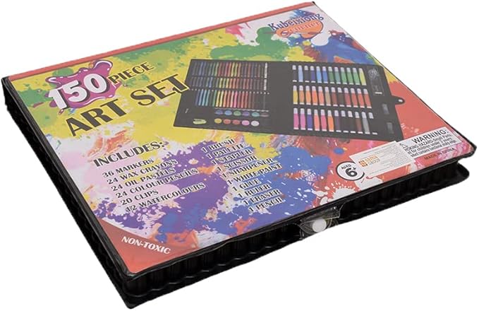 Kubeixiong Corner 150-Piece Kids Art Set – Complete Drawing, Coloring & Painting Kit with Portable Case