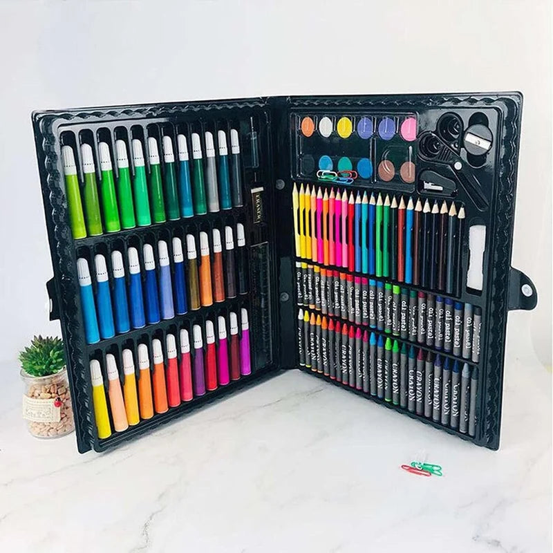 Kubeixiong Corner 150-Piece Kids Art Set – Complete Drawing, Coloring & Painting Kit with Portable Case