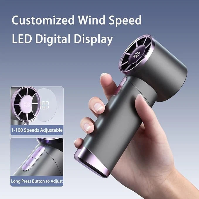 Hurricane Portable Turbo Handheld Fan | High-Speed Rechargeable Mini Fan