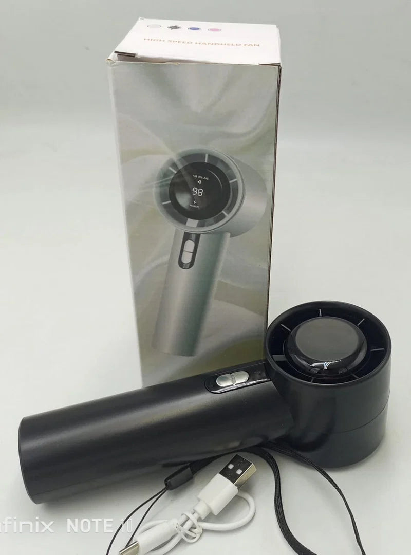 Hurricane Portable Turbo Handheld Fan | High-Speed Rechargeable Mini Fan