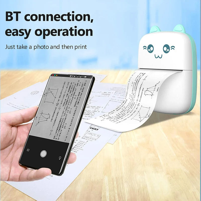 Mini Pocket Thermal Printer – Bluetooth Wireless Inkless Photo, Label & Note Printer with Fun Print App