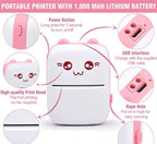 Mini Pocket Thermal Printer – Bluetooth Wireless Inkless Photo, Label & Note Printer with Fun Print App