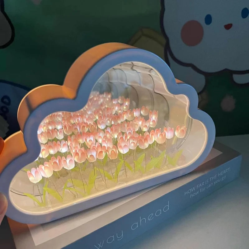 3D Infinity Tulip Night Light – Cloud-Shaped LED Flower Lamp for Bedroom & Home Décor