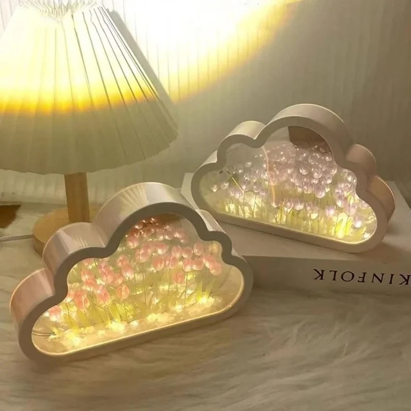 3D Infinity Tulip Night Light – Cloud-Shaped LED Flower Lamp for Bedroom & Home Décor
