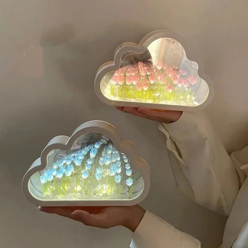 3D Infinity Tulip Night Light – Cloud-Shaped LED Flower Lamp for Bedroom & Home Décor